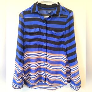 Old Navy Blue Striped Button-Up Shirt